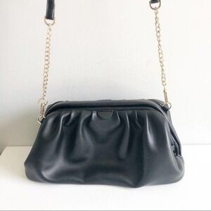 A New Day Black Ruched Crossbody Bag w/ Chain